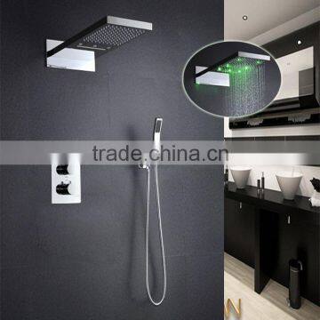 Concealed Led 3 Color Shower Mixer 3 Function Wall Mounted Thermostatic Shower Faucet Mixer With Hose