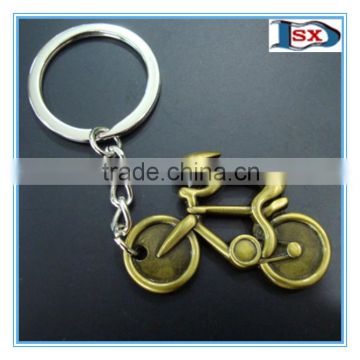 Zinc alloy casting 3D bicycle keychain/metal bike shaped keyring for sports meeting