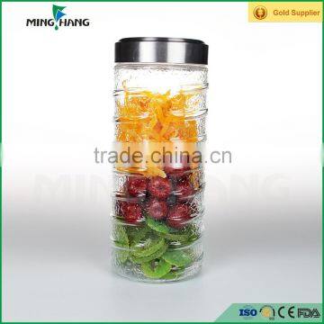 2000ml air-tight food glass storage container with metal lid