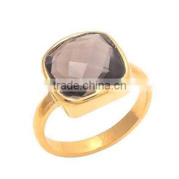 The Gopali Jewellers Handmade Smoky Topaz Quartz Bezel Setting Ring, Wholesale Sterling Silver Ring Jewelry