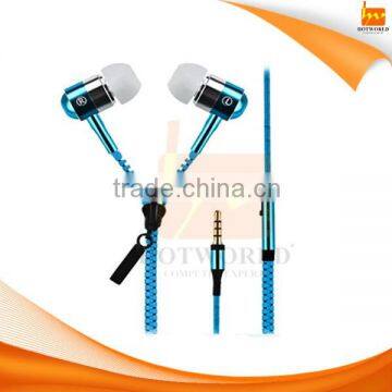 3.5mm audio jack in-ear Zipper Microphone Earphone