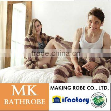 High Water Absorbency Women Fleece Stripe Robe /Bathrobe photo-2