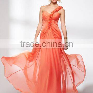 (MY4608) MARRY YOU Elgant One Strap Chiffon Floral Evening Dress Long