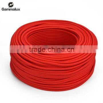 Red Cloth Covered Round Electrical Cord Vintage Fabric Braid Wire