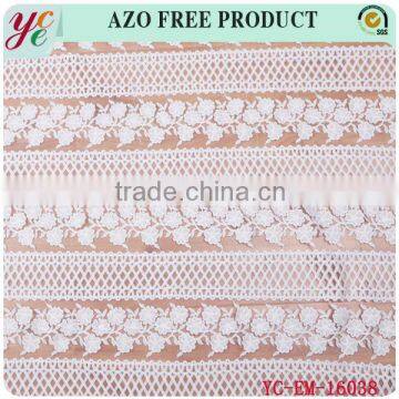 White stripes lucky pattern design floral organza fabric for women