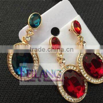 Retro Fashion Flash Diamond Earrings Round Color Drop Earrings photo-4