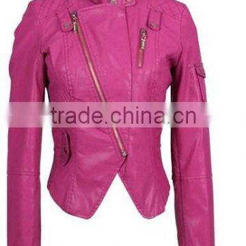 the latest design fashion Pink PU leather jacket made in china for young women                        
                                                Quality Choice