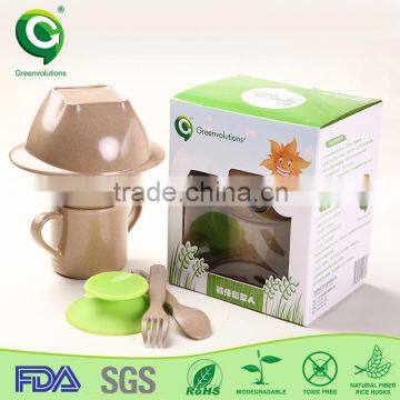biodegradable rice husk fiber wholesale kids dinner set