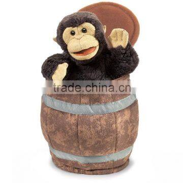 St plush material monkey with barrel funny toys hoodman-blind game tool for kids