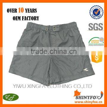 OEM Service Wholesale 100% Polyester Men's Beach Shorts, Custom Design Boardshorts, Grid Surf Shorts Wth Mesh Inside