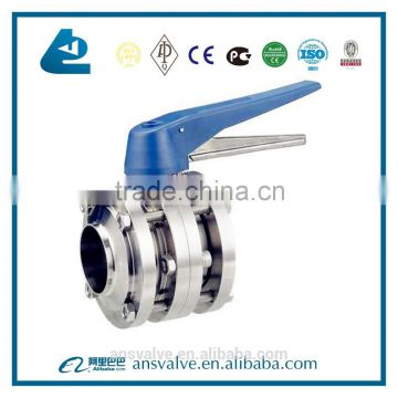 DN14-DN150 Stainless steel food grade clamped butterfly valve