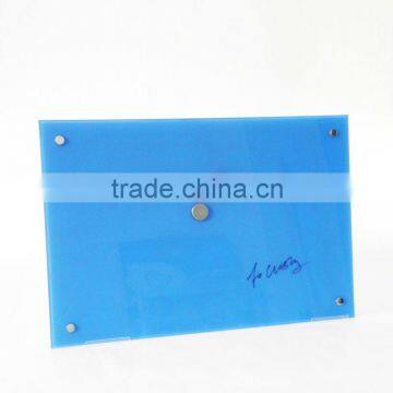 blue color 40x60cm magnetic tempered glass memo board