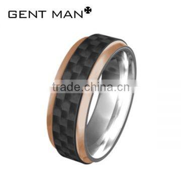 latest gold finger ring designs carbon fiber stainless steel ring with CZ