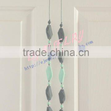 Green&gray Rectangular Silicone Teething Beads Necklace Loose Silicone Beads Silicone Teething Necklace Wholesale TN069 photo-3