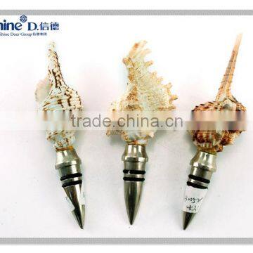Polyresin Nautical Decoration Sea Sehll Conch Stainless Steel Wine Bottle Stopper