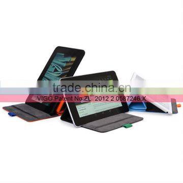 Universal leather pouch sleeve for Samsung Galaxy Tab 3 Lite with tri fold stand