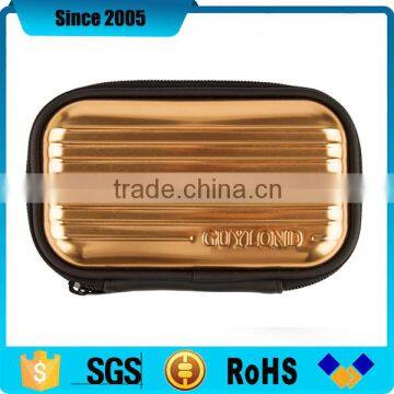 golden shiny pu cover eva makeup hard case