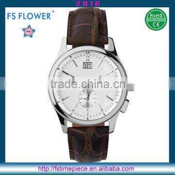 FS FLOWER - Classical Watche Men Leather Watch Strap Curve Dial Relojes Hombre 40 mm