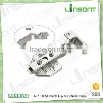 2016 best selling 3-D adjustable 120 degrees angle hydraulic clip on folding locking hinges teak furniture parts conceal hinge