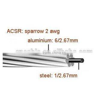 Sparrow 2AWG (6+1/2.67mm) ACSR conductor /Aluminum conductor steel reinforced