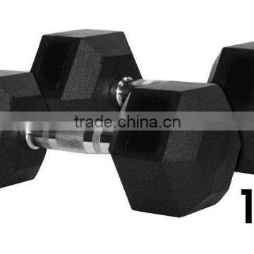 Fitness Weightlifting Rubber coated Hex Dumbbells (Pair) plate