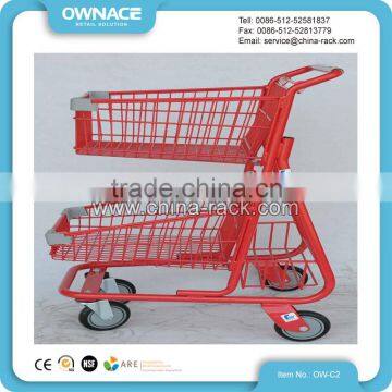 Red mini supermarket vegetable shopping trolley