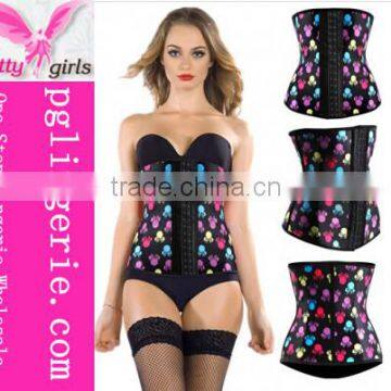 Butterfly pattern latex rubber waist training made printed latex corset