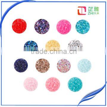 12mm flat back resin 50pcs/lot electroplated druzy cabochons wholesale