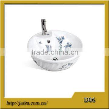 D06 High quality sanitary ware round bowl shape basin, single hole art basin