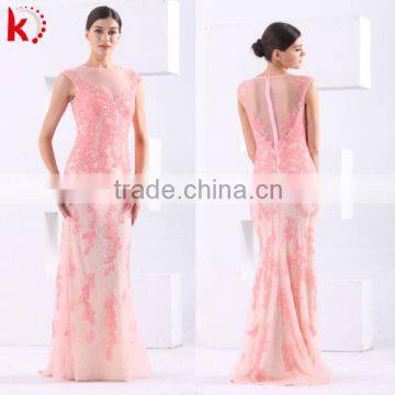 kt1121 new arrive fashion applique beaded tulle party long dress