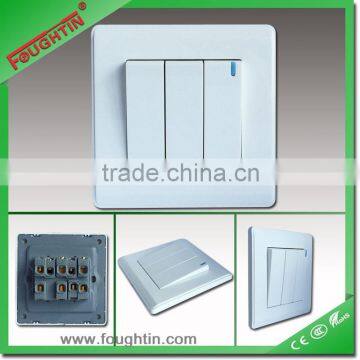 PC material 3 gang 1 way switch with night light white wall switch