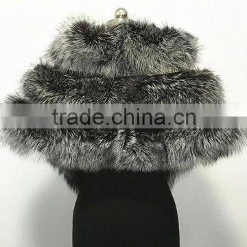 Winter Women New Fashion Big Silver Fox Fur Shawl photo-3