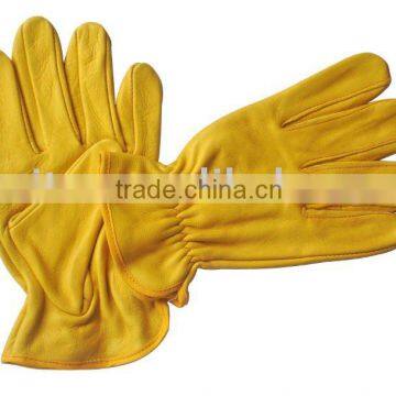 Golden Color Cow Grain Leather Glove