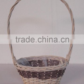 Oval And Round Willow Basket With Handle