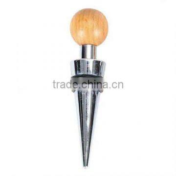 new design zinc alloy wine stopper with rose wooden head
