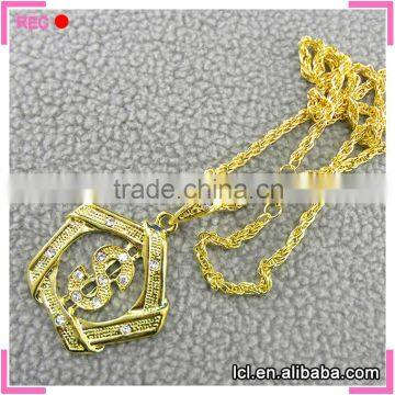 Latest design imitation gold necklace hip hop style, wholesale imitation gold pendant necklace