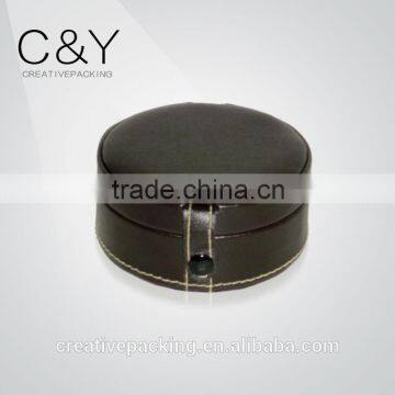 Mini round black leather jewelry gift box for wholesale