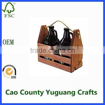 2 Pack Bottle Carrier Cheap Wooden Craft Beer Growler Bottle Beer Carrier photo-3