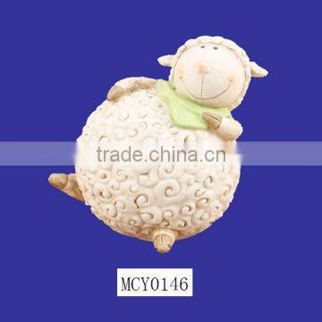 wholesale hot design cute ceramic white sheep piggy bank