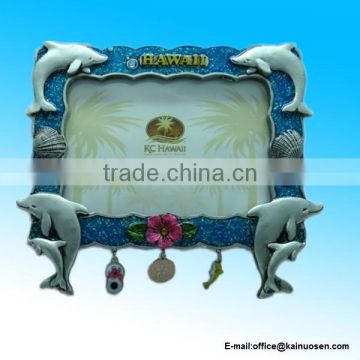 Hawaiian Dolphin Beach Scene Poly Photo Frame with Charms