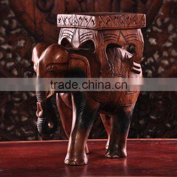Thailand Style Wood Carved Elephant Chair, Elephant Shape Design Handcarved Little Chair (BF01-X1162) photo-2