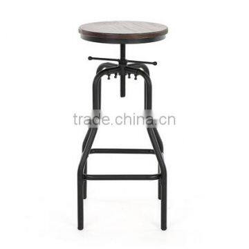 Industrial Adjustable Height Swivel Bar Stool photo-2