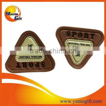 Triangle shape metal leather label for garment