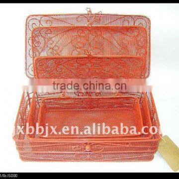 Rectangle red wire storage multi-purpose storage hamper