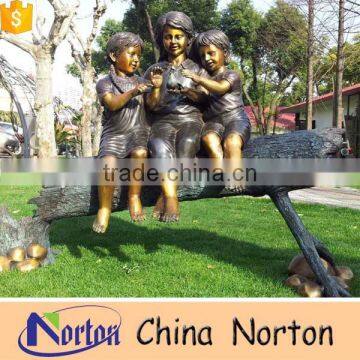 sitting bronze sister statue for garden decoration NTBH-C877S