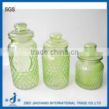 round home basis honeycomb glass canisters with glass lid