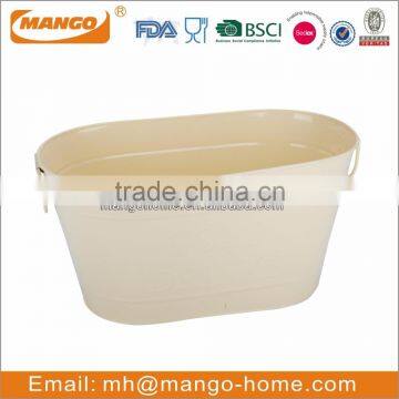 Cream Oval Metal Ice Bucket