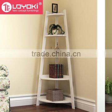 5 Tier Corner Display Wood Leaning Shelf Storage Rack Colorful Shelving Rack Home Furniture Corner Shelf photo-2