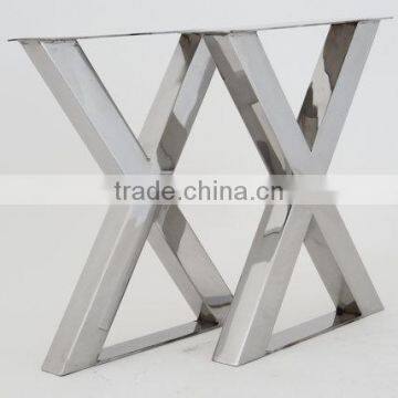 Marble base dining X shape table bases stainless steel leg