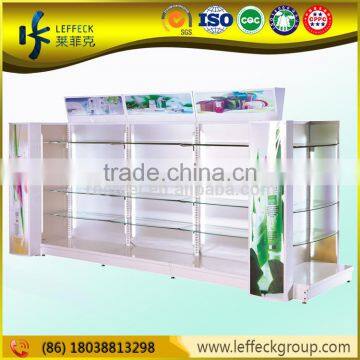 4-tier cosmetic glass store shelf/ steel shelf